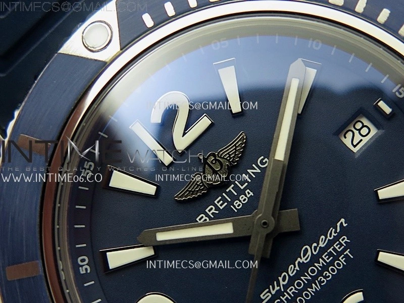 SuperOcean Automatic 46mm TF 1:1 Best Edition Blue Dial on Blue Rubber Strap A2824