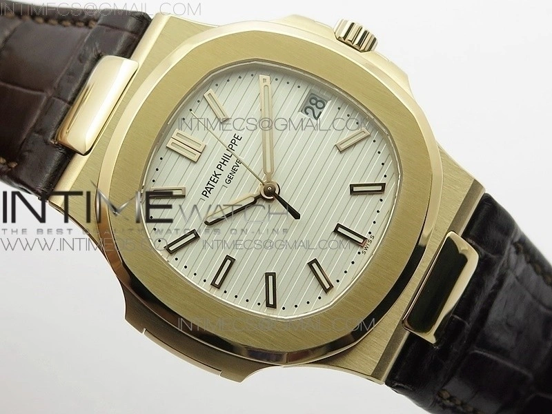 Nautilus 5711 1R PPF V4 1:1 Best Edition White Textured Dial on Brown Leater Strap 324CS