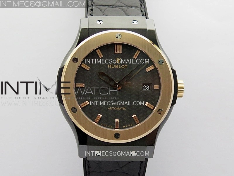 Classic Fusion 42mm Ceramic RG JJZF 1:1 Best Edition Black Carbon Dial On Black Gummy Strap