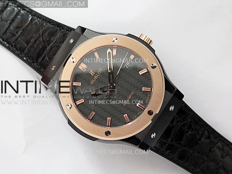 Classic Fusion 42mm Ceramic RG JJZF 1:1 Best Edition Black Carbon Dial On Black Gummy Strap
