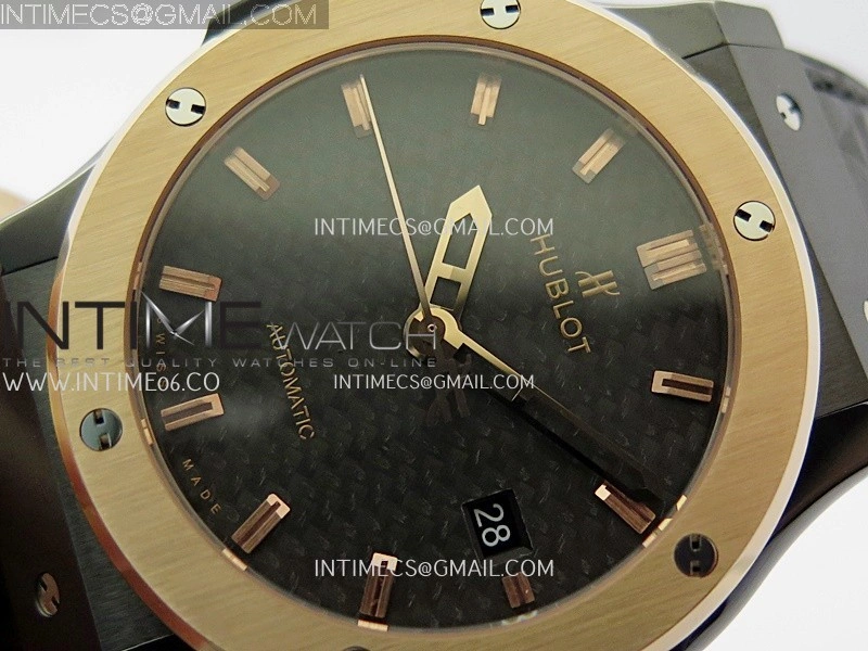 Classic Fusion 42mm Ceramic RG JJZF 1:1 Best Edition Black Carbon Dial On Black Gummy Strap