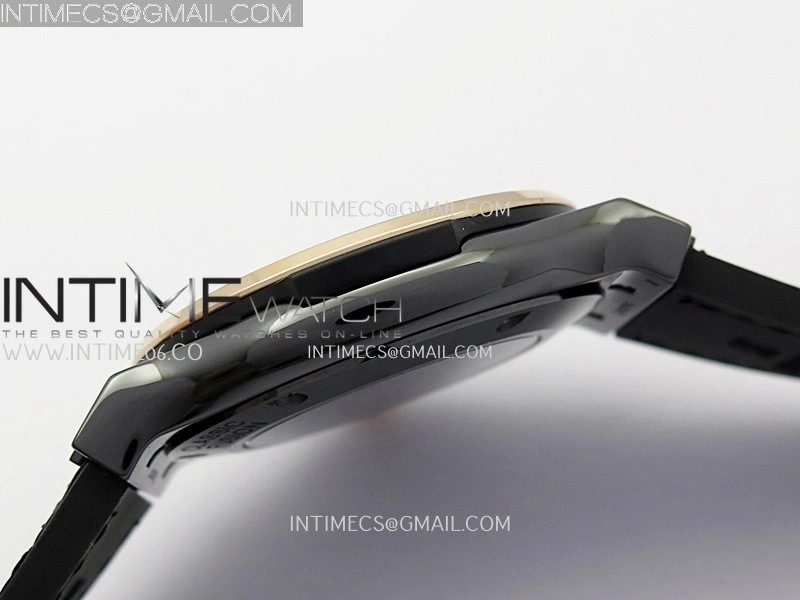 Classic Fusion 42mm Ceramic RG JJZF 1:1 Best Edition Black Carbon Dial On Black Gummy Strap