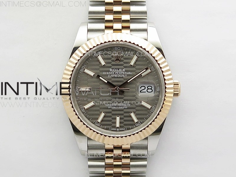 DateJust 41 126334 SS RG GMF 1:1 Best Edition Gray Fluted Dial on SS RG Jubilee Bracelet