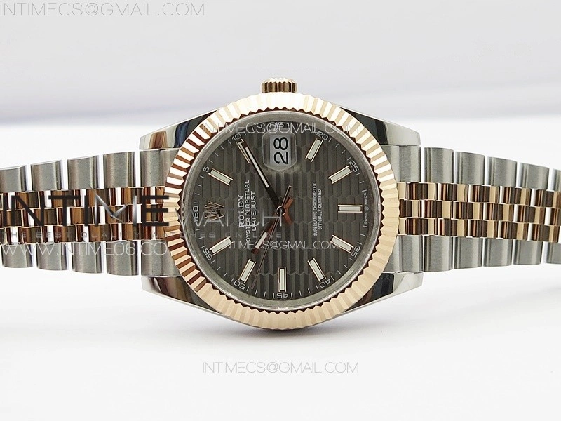 DateJust 41 126334 SS RG GMF 1:1 Best Edition Gray Fluted Dial on SS RG Jubilee Bracelet