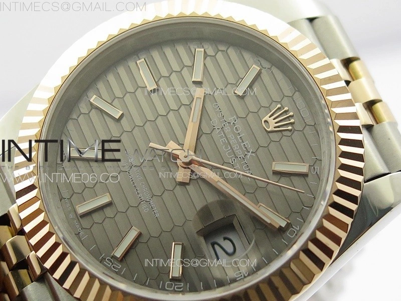 DateJust 41 126334 SS RG GMF 1:1 Best Edition Gray Fluted Dial on SS RG Jubilee Bracelet