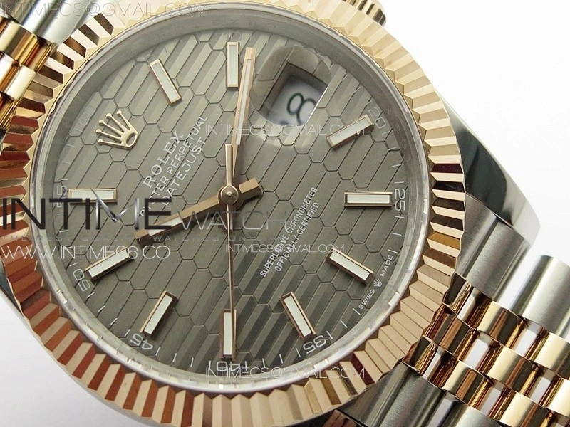 DateJust 41 126334 SS RG GMF 1:1 Best Edition Gray Fluted Dial on SS RG Jubilee Bracelet