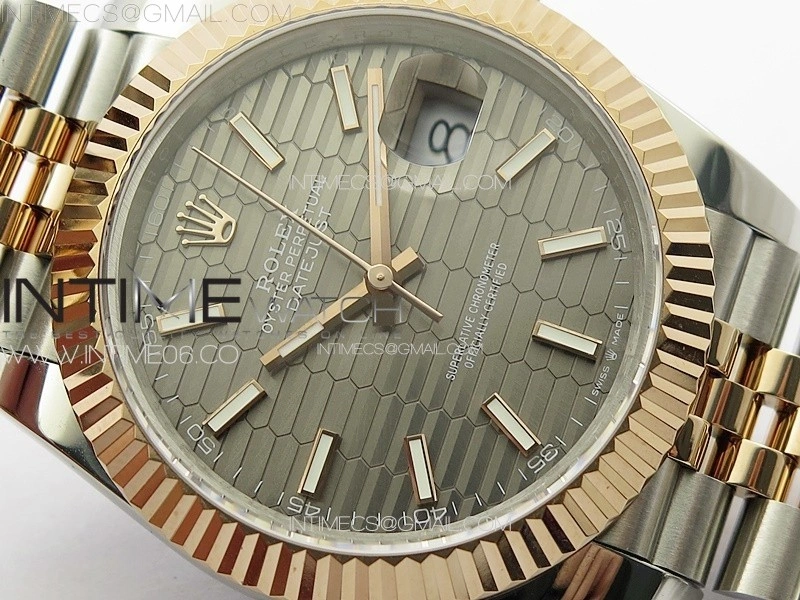 DateJust 41 126334 SS RG GMF 1:1 Best Edition Gray Fluted Dial on SS RG Jubilee Bracelet