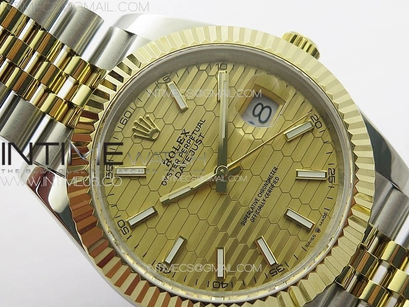 DateJust 41 126334 SS YG GMF 1:1 Best Edition Gold Fluted Dial on SS YG Jubilee Bracelet