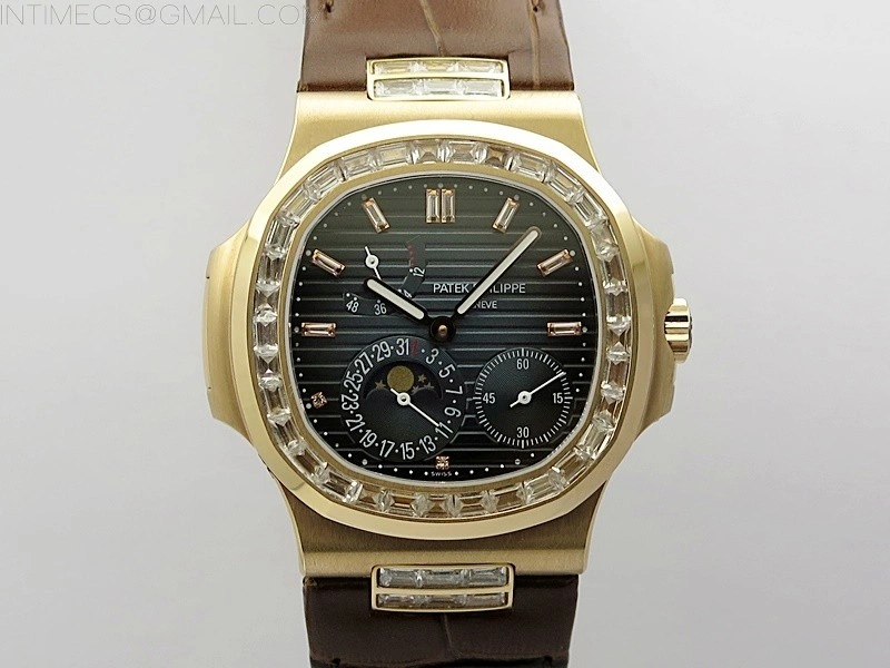 Nautilus 5724R RG T Crystals 3EF Best Edition Blue Dial on Brown Leather Strap A240
