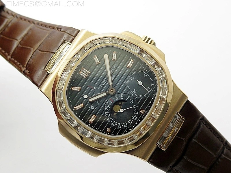 Nautilus 5724R RG T Crystals 3EF Best Edition Blue Dial on Brown Leather Strap A240