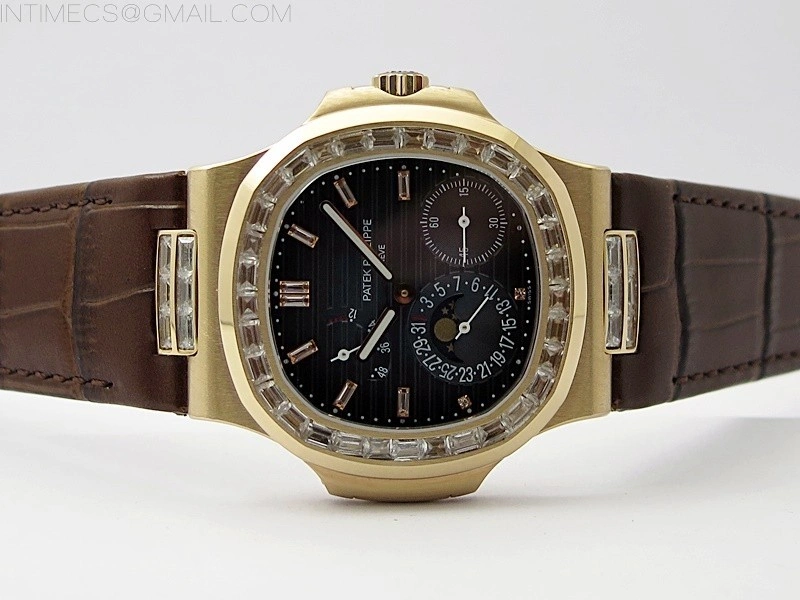 Nautilus 5724R RG T Crystals 3EF Best Edition Blue Dial on Brown Leather Strap A240