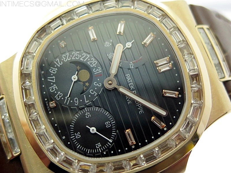 Nautilus 5724R RG T Crystals 3EF Best Edition Blue Dial on Brown Leather Strap A240