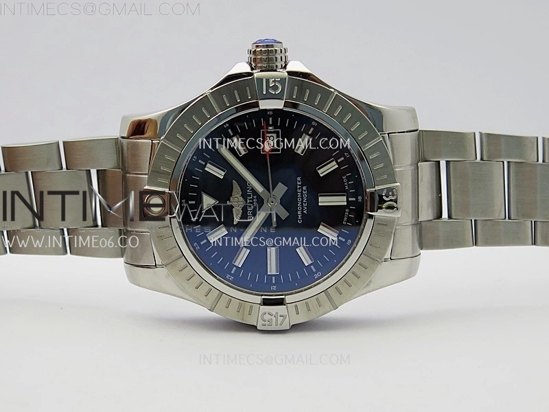 Avenger Automatic 43mm SS TF 1:1 Best Edition Black Dial Stick Marker on SS Bracelet A2824
