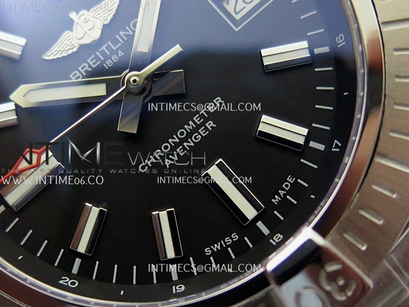 Avenger Automatic 43mm SS TF 1:1 Best Edition Black Dial Stick Marker on SS Bracelet A2824