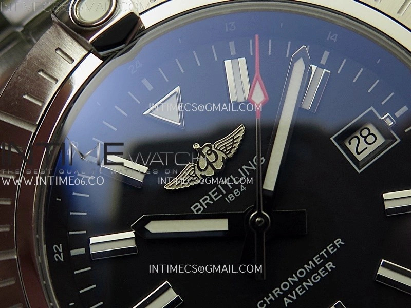 Avenger Automatic 43mm SS TF 1:1 Best Edition Black Dial Stick Marker on SS Bracelet A2824