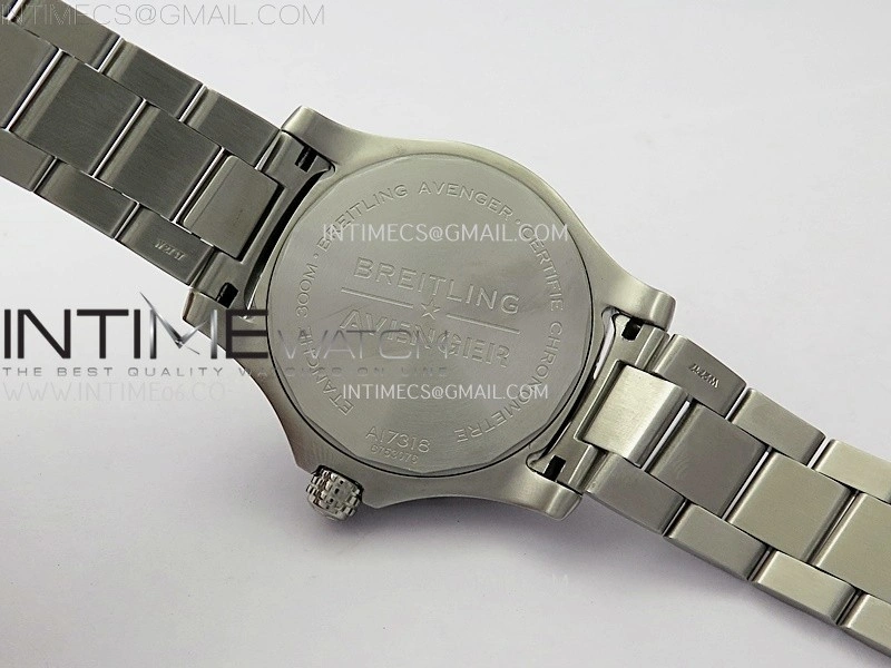 Avenger Automatic 43mm SS TF 1:1 Best Edition Black Dial Stick Marker on SS Bracelet A2824