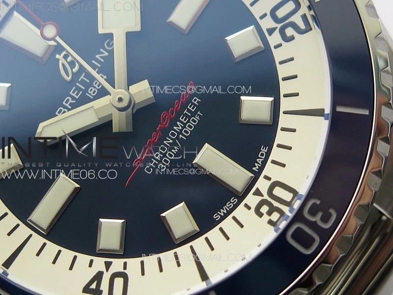 SuperOcean Automatic 44 Blue Ceramic Bezel TF 1:1 Best Edition Blue Dial on SS Bracelet A2824