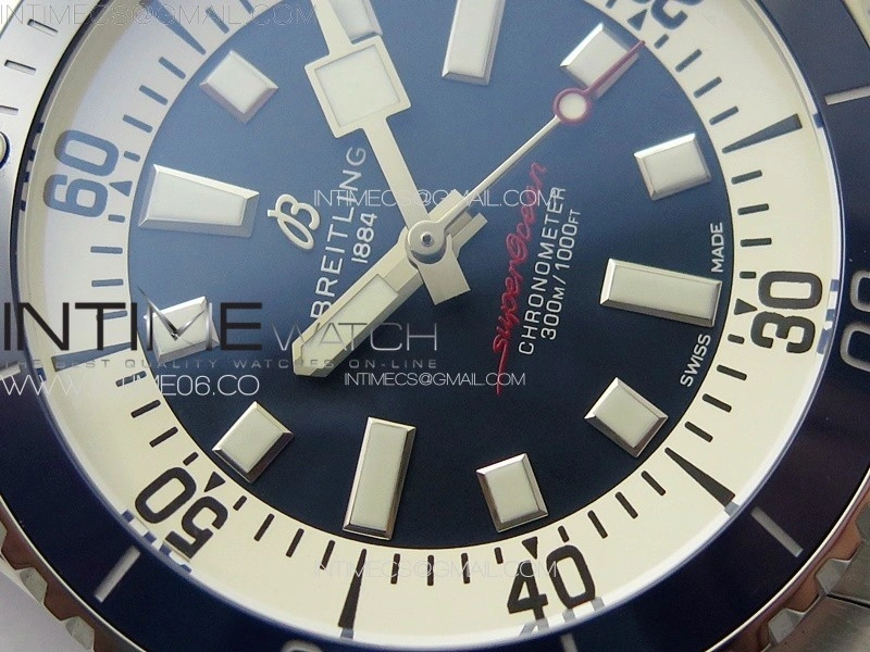 SuperOcean Automatic 44 Blue Ceramic Bezel TF 1:1 Best Edition Blue Dial on SS Bracelet A2824
