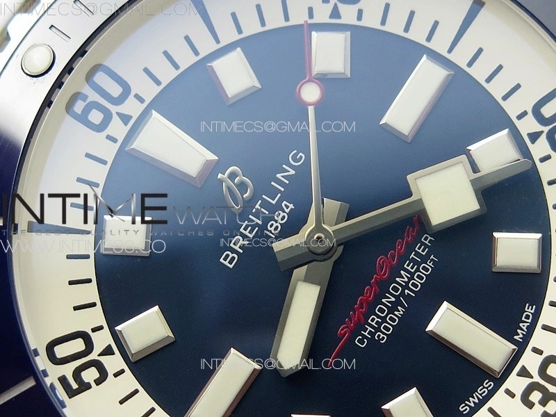 SuperOcean Automatic 44 Blue Ceramic Bezel TF 1:1 Best Edition Blue Dial on SS Bracelet A2824