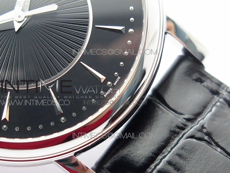 Calatrava 5153G SS ZF 1:1 Best Edition Black textured dial on Black Leather Strap A324CS