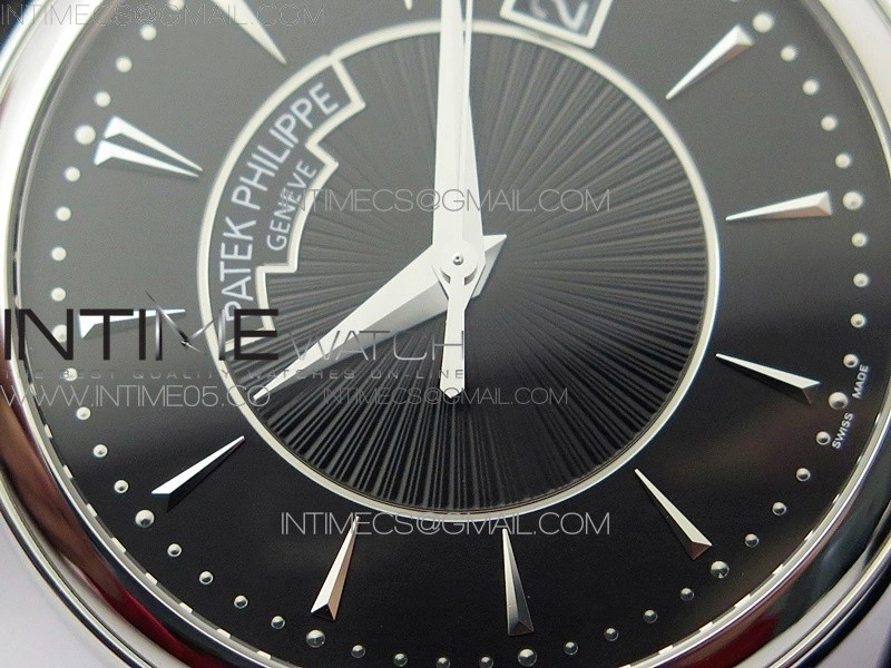 Calatrava 5153G SS ZF 1:1 Best Edition Black textured dial on Black Leather Strap A324CS