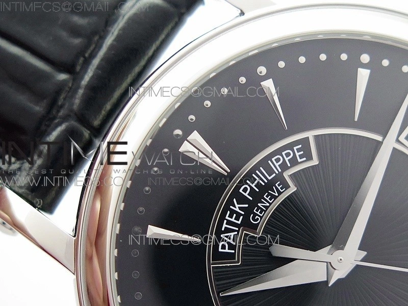 Calatrava 5153G SS ZF 1:1 Best Edition Black textured dial on Black Leather Strap A324CS