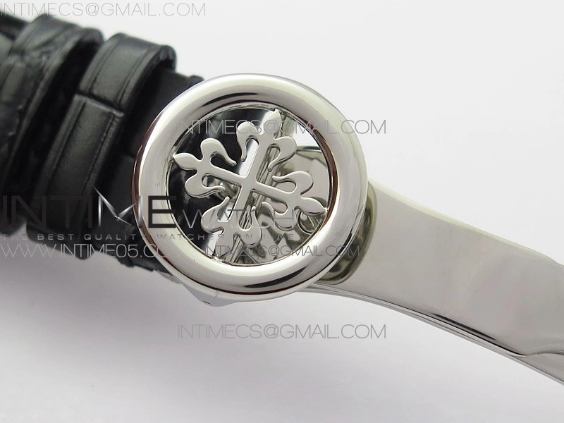 Calatrava 5153G SS ZF 1:1 Best Edition Black textured dial on Black Leather Strap A324CS