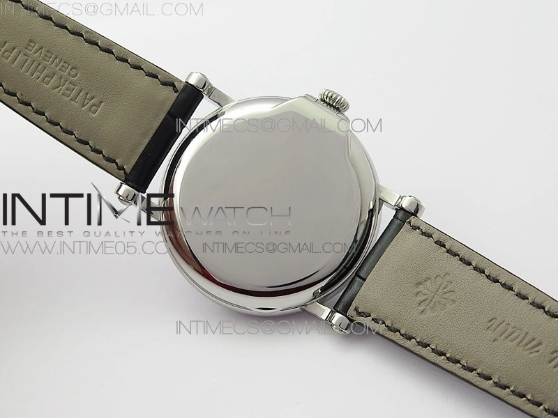 Calatrava 5153G SS ZF 1:1 Best Edition Black textured dial on Black Leather Strap A324CS
