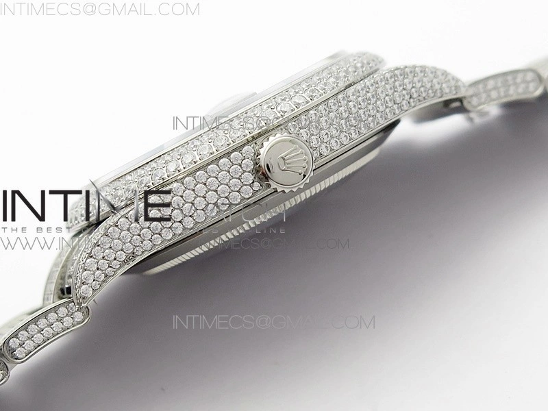 DateJust 41 126334 904 Full Paved Diamonds BP Best Edition Silver Dial Sticks Markers on Oyster Bracelet A2824