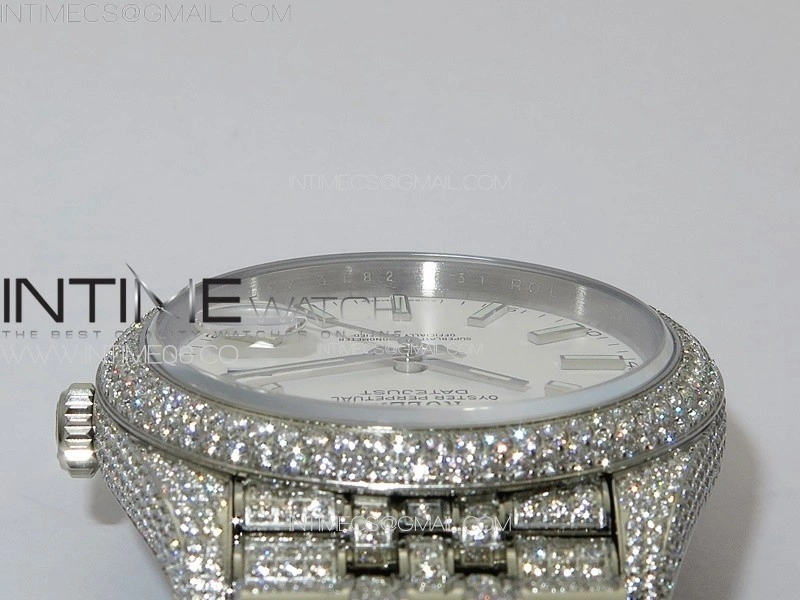 DateJust 41 126334 Full Paved Diamonds BP Best Edition White Dial Sticks Markers on Jubilee Bracelet A2824