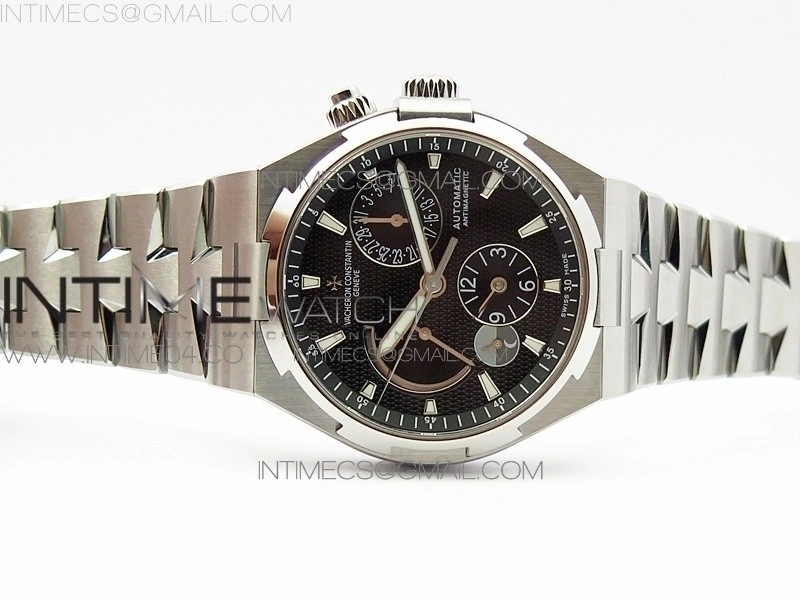 Overseas Dual Time Power Reserve TWA Best Edition Black Dial on SS Bracelet A1222
