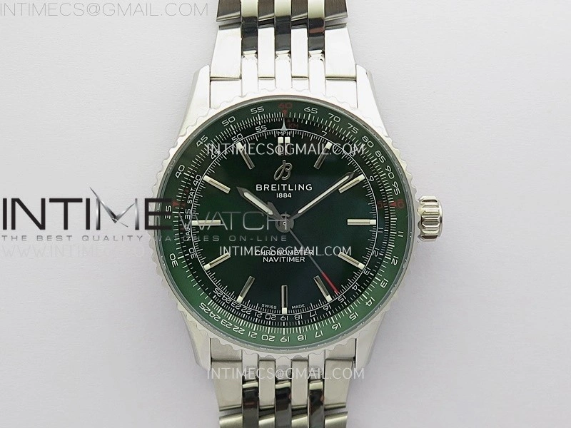 Navitimer 1 Automatic 41mm SS BLSF 1:1 Best Edition Green Dial on SS Bracelet A2824