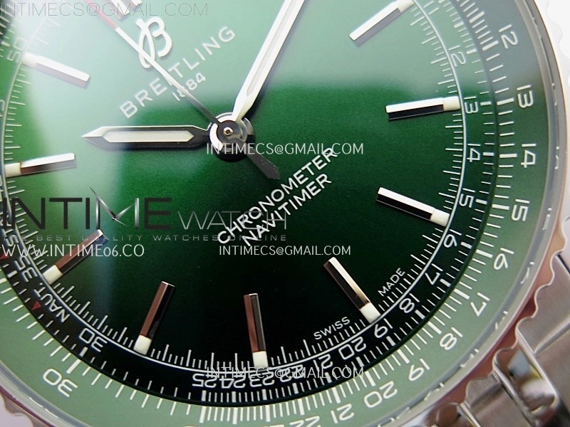 Navitimer 1 Automatic 41mm SS BLSF 1:1 Best Edition Green Dial on SS Bracelet A2824