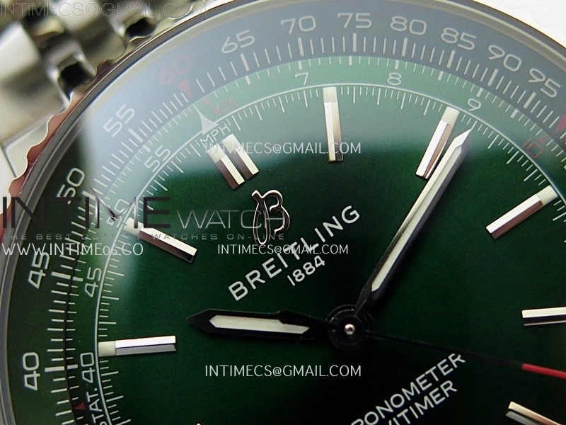 Navitimer 1 Automatic 41mm SS BLSF 1:1 Best Edition Green Dial on SS Bracelet A2824