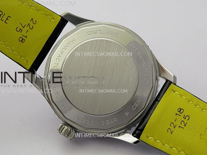 Navitimer 41mm GMT SS BLSF 1:1 Best Edition Black Dial on Black Leather Strap A2836