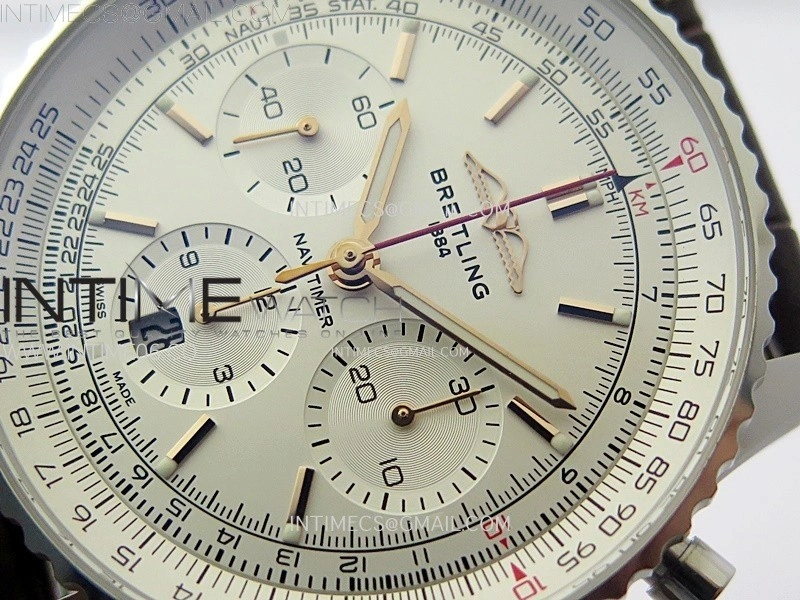 Navitimer B01 43mm SS BLSF 1:1 Best Edition White Dial On Brown Leather Strap A7750