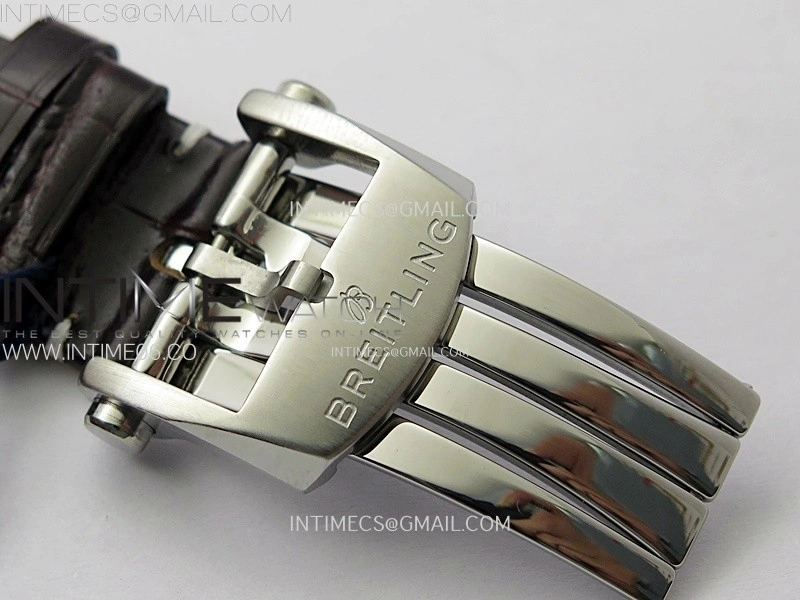 Navitimer B01 43mm SS BLSF 1:1 Best Edition White Dial On Brown Leather Strap A7750