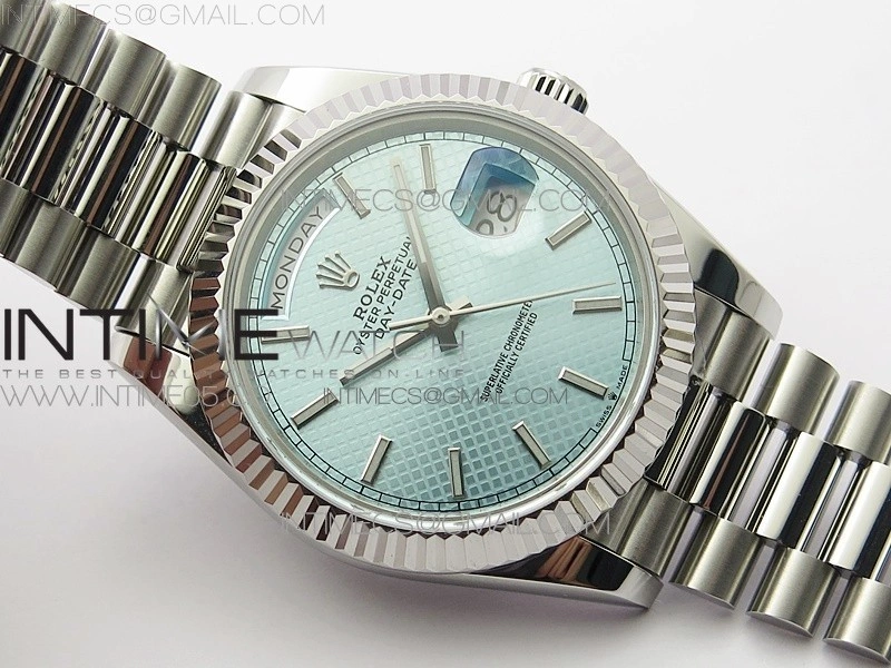 Day-Date 40mm 228239 BP New Dial Version 904 SS Ice Blue Stick Markers Dial on SS President Bracelet A2836