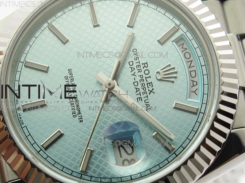 Day-Date 40mm 228239 BP New Dial Version 904 SS Ice Blue Stick Markers Dial on SS President Bracelet A2836