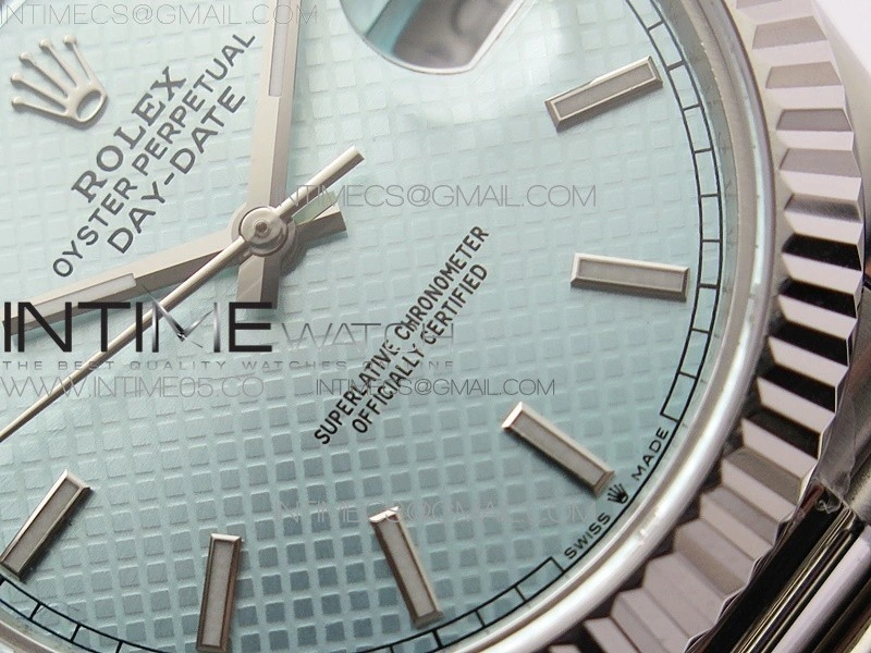Day-Date 40mm 228239 BP New Dial Version 904 SS Ice Blue Stick Markers Dial on SS President Bracelet A2836