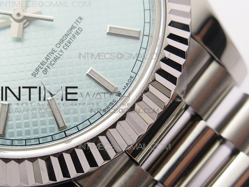 Day-Date 40mm 228239 BP New Dial Version 904 SS Ice Blue Stick Markers Dial on SS President Bracelet A2836