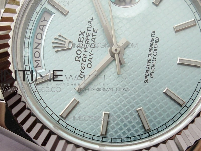 Day-Date 40mm 228239 BP New Dial Version 904 SS Ice Blue Stick Markers Dial on SS President Bracelet A2836
