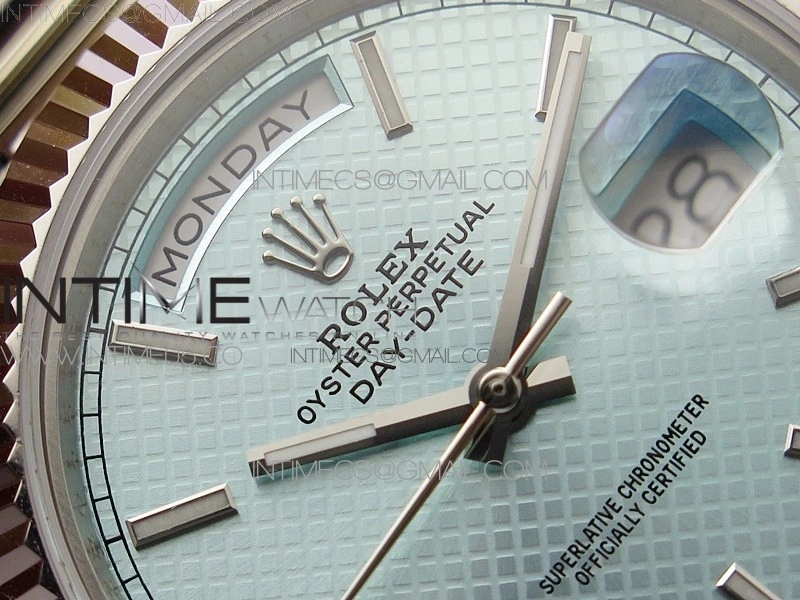 Day-Date 40mm 228239 BP New Dial Version 904 SS Ice Blue Stick Markers Dial on SS President Bracelet A2836