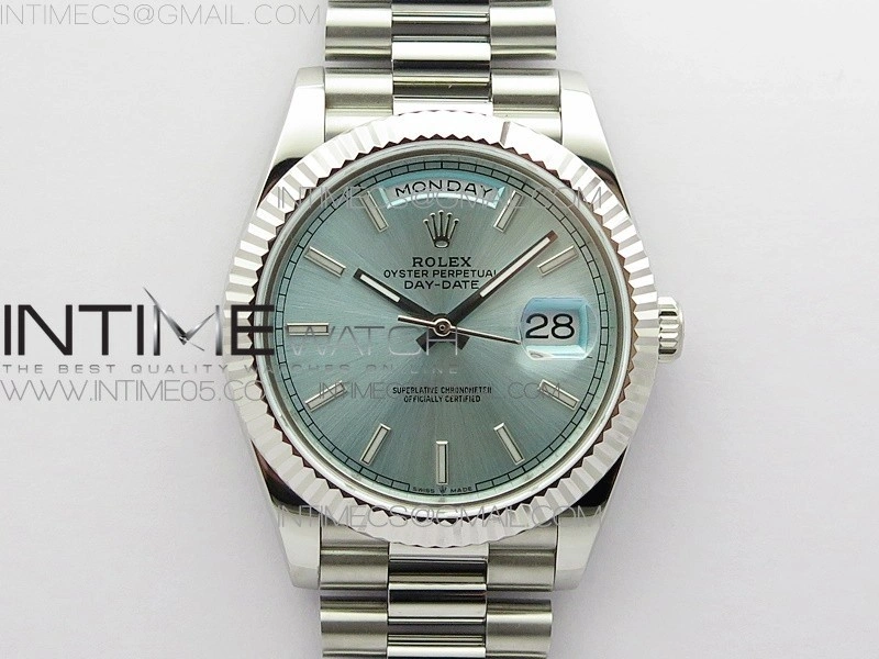 Day-Date 40mm 228239 BP New Dial Version 904 SS Ice Blue Stick Markers Dial on SS President Bracelet A2836