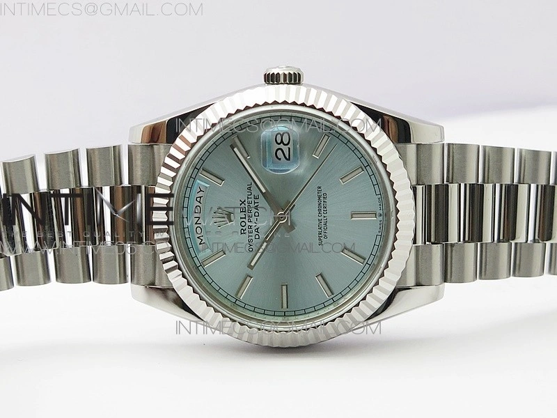 Day-Date 40mm 228239 BP New Dial Version 904 SS Ice Blue Stick Markers Dial on SS President Bracelet A2836
