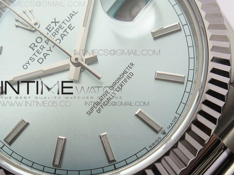 Day-Date 40mm 228239 BP New Dial Version 904 SS Ice Blue Stick Markers Dial on SS President Bracelet A2836