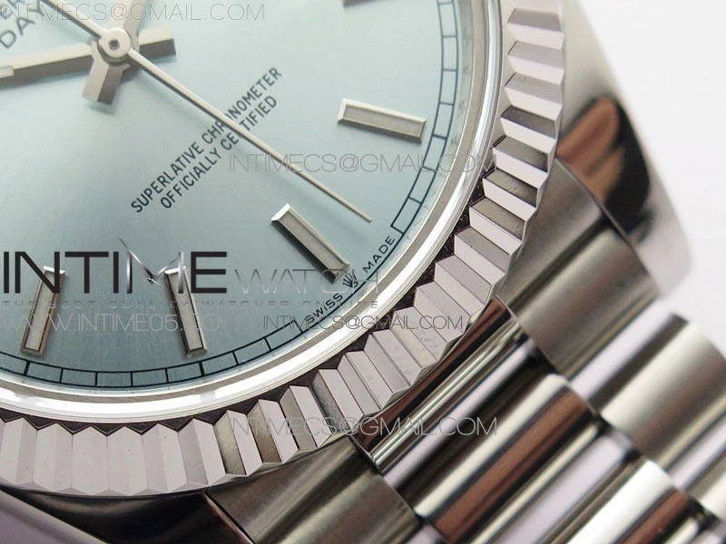 Day-Date 40mm 228239 BP New Dial Version 904 SS Ice Blue Stick Markers Dial on SS President Bracelet A2836