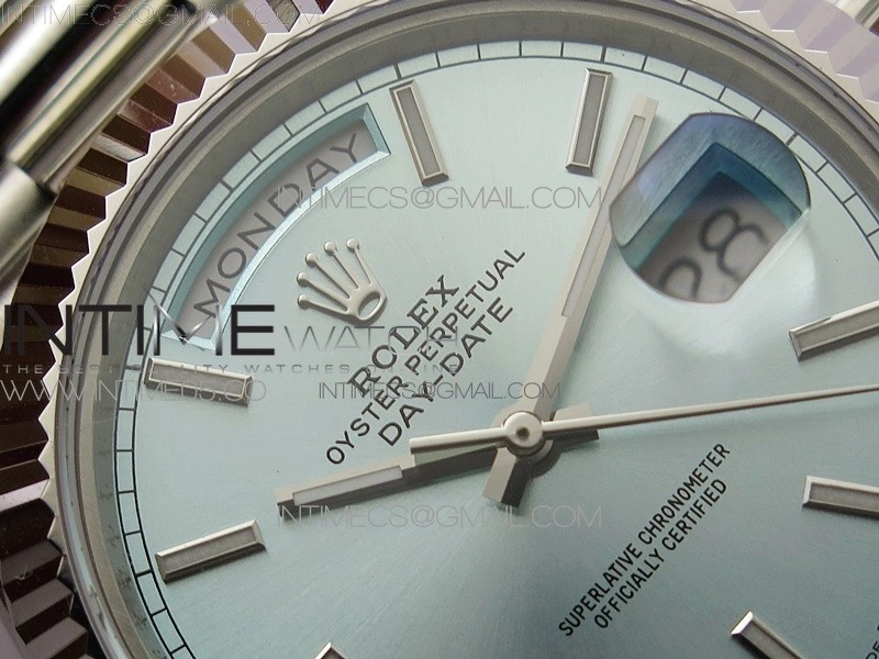 Day-Date 40mm 228239 BP New Dial Version 904 SS Ice Blue Stick Markers Dial on SS President Bracelet A2836