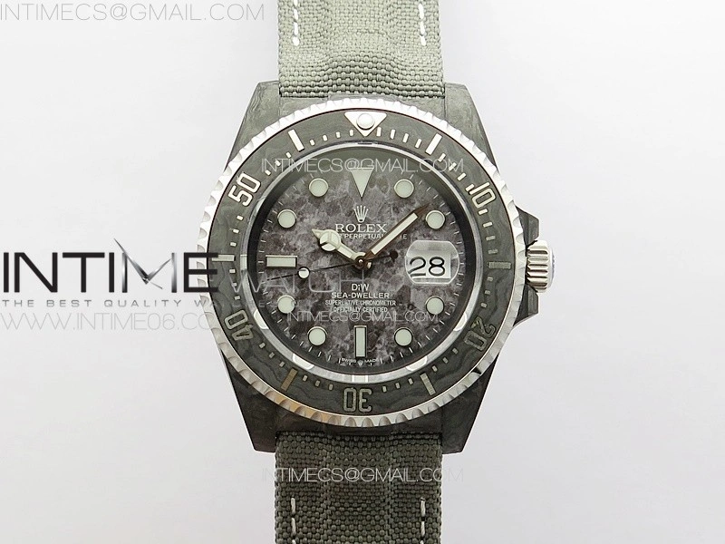 Sea Dweller 43mm Carbon 'IRBIS' DIWF Best Edition Carbon Dial on Gray Nylon Strap A2824
