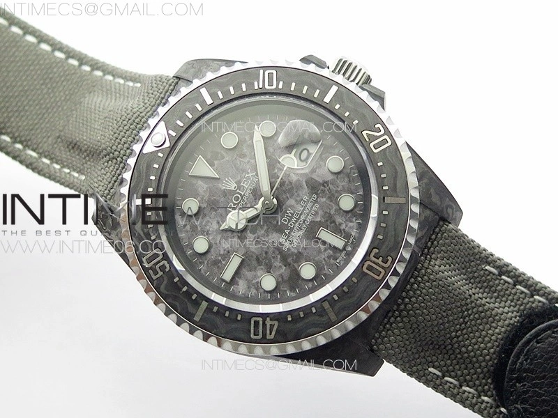 Sea Dweller 43mm Carbon 'IRBIS' DIWF Best Edition Carbon Dial on Gray Nylon Strap A2824